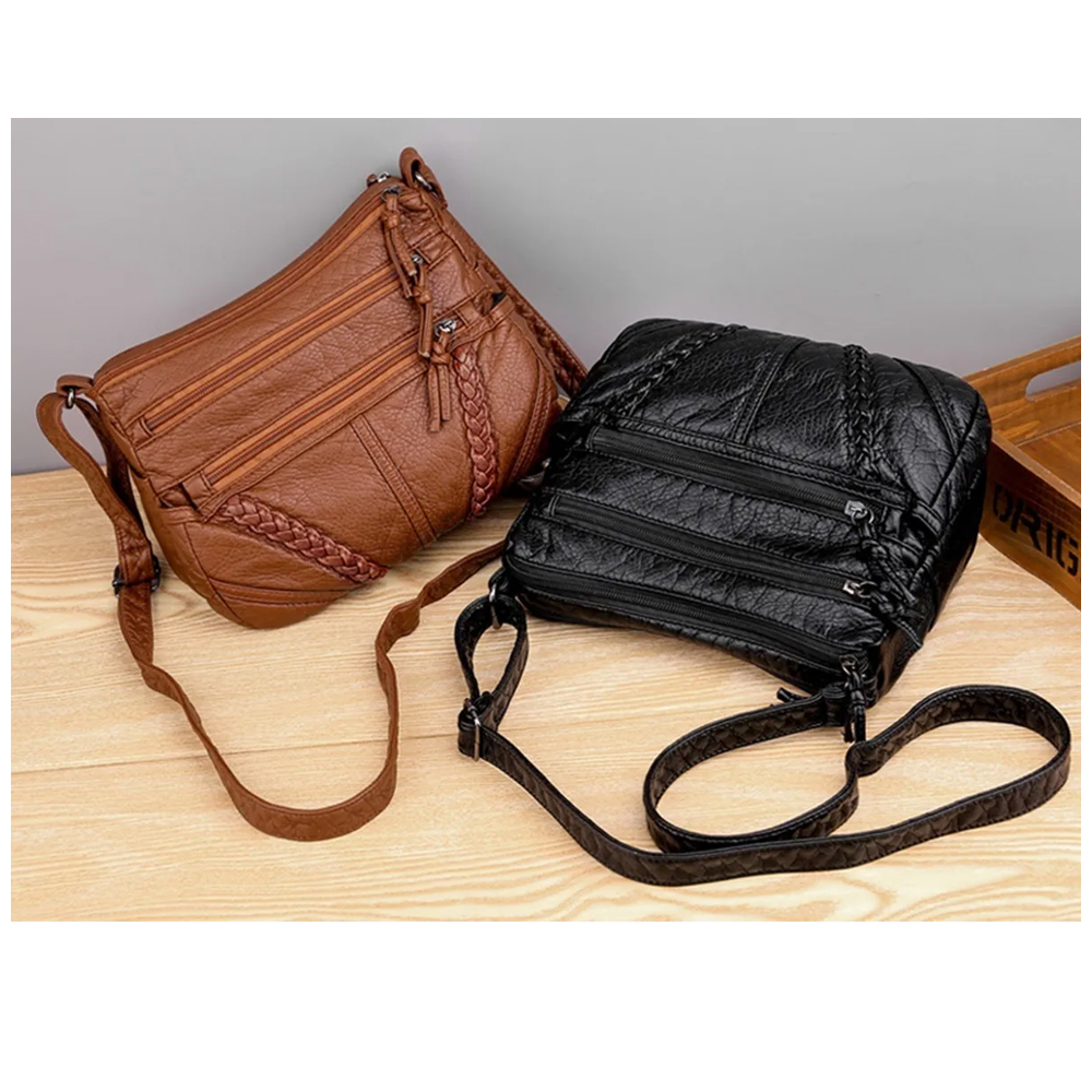 Bolsa Dama Suave Cuero Gran Capacidad Impermeable P/ Viaje Resistente