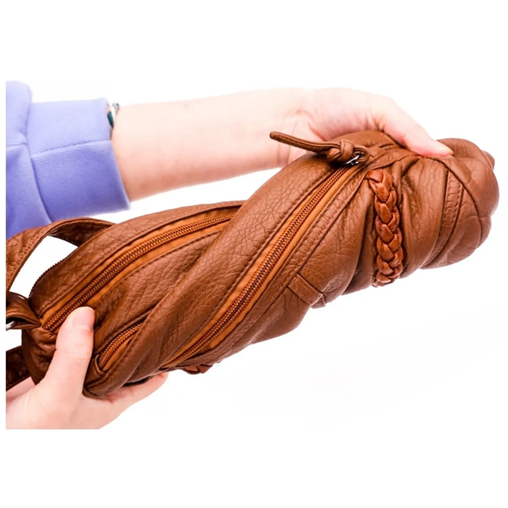 Bolsa Dama Suave Cuero Gran Capacidad Impermeable P/ Viaje Resistente