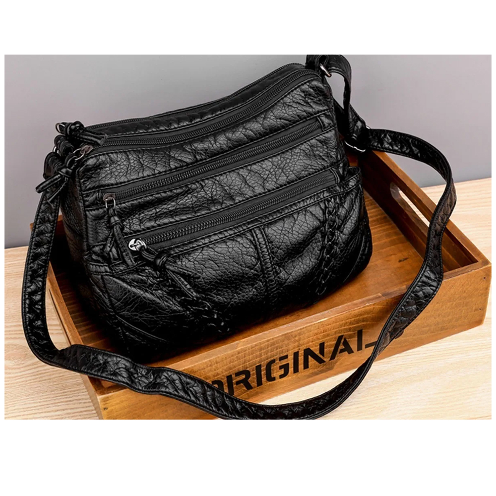 Bolsa Dama Suave Cuero Gran Capacidad Impermeable P/ Viaje Resistente