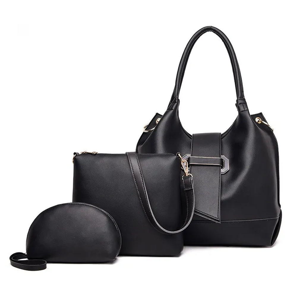 Juego De Bolsos De Gran Capacidad A La Moda P/mujer 3 Piezas NEGRO