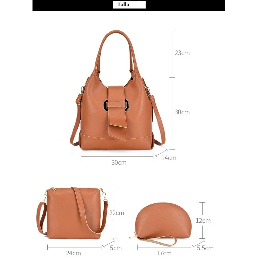 Juego De Bolsos De Gran Capacidad A La Moda P/mujer 3 Piezas NEGRO