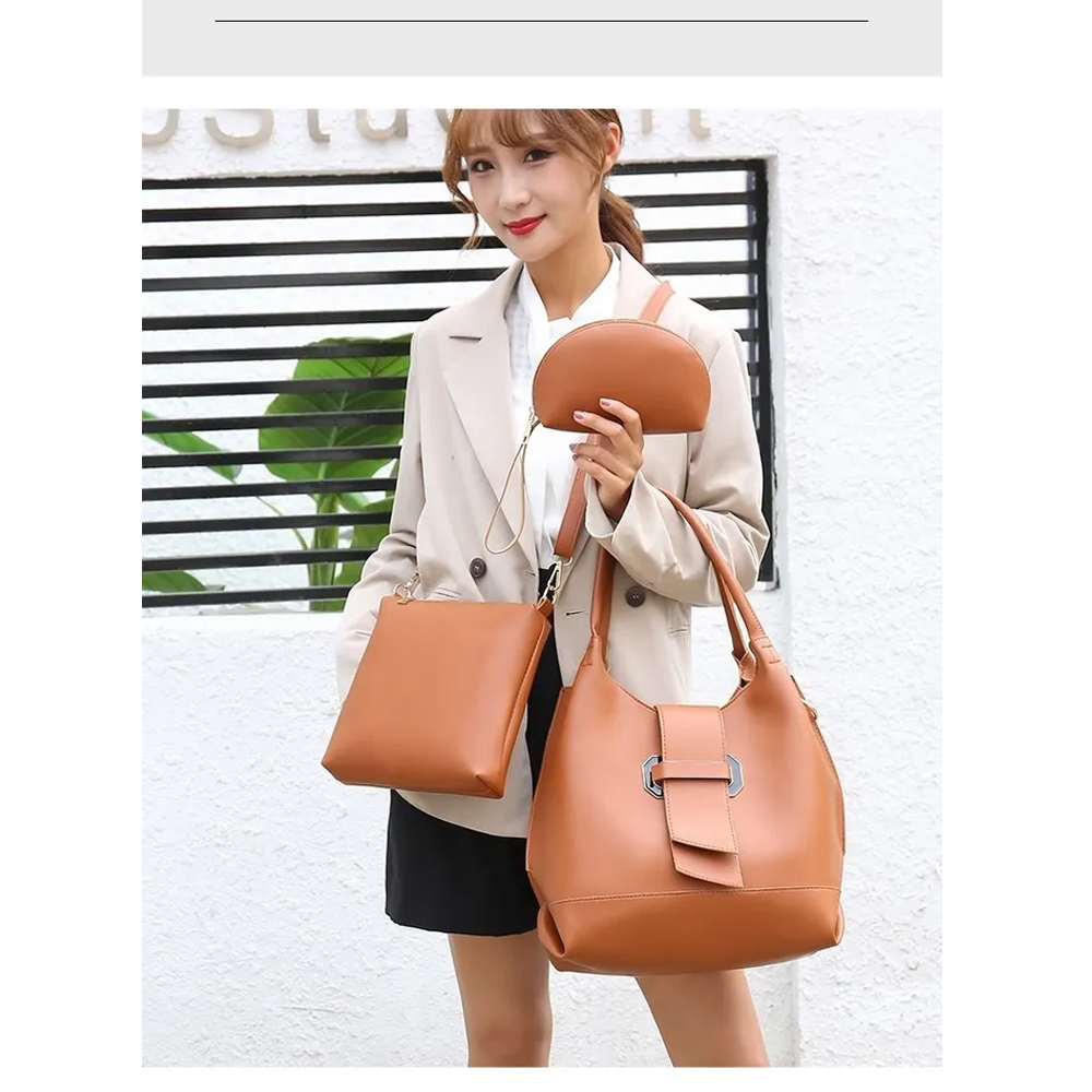 Juego De Bolsos De Gran Capacidad A La Moda P/mujer 3 Piezas NEGRO