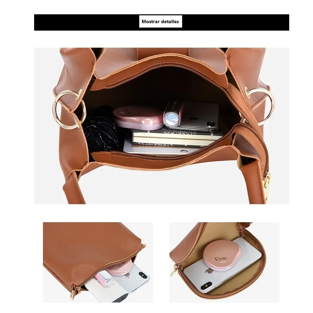 Juego De Bolsos De Gran Capacidad A La Moda P/mujer 3 Piezas NEGRO