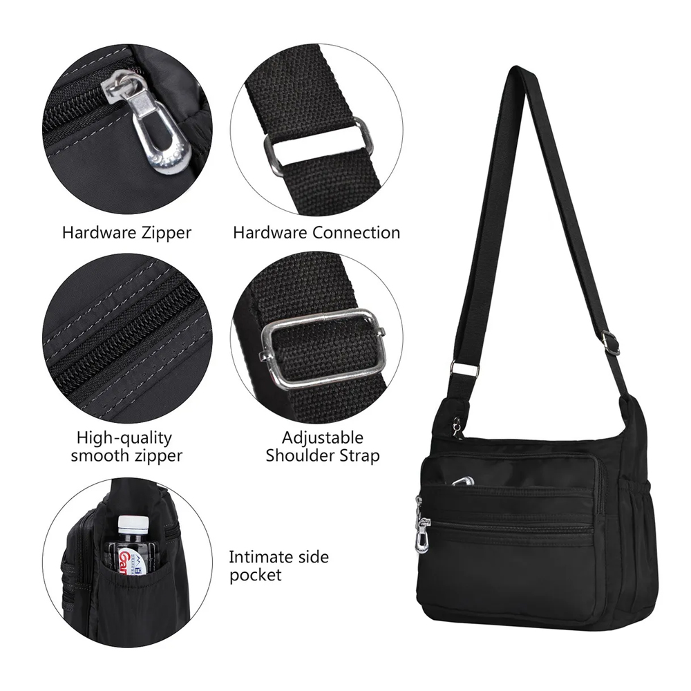 Bolsa De Hombro Impermeable Crossbody Mujer Hombre Negro