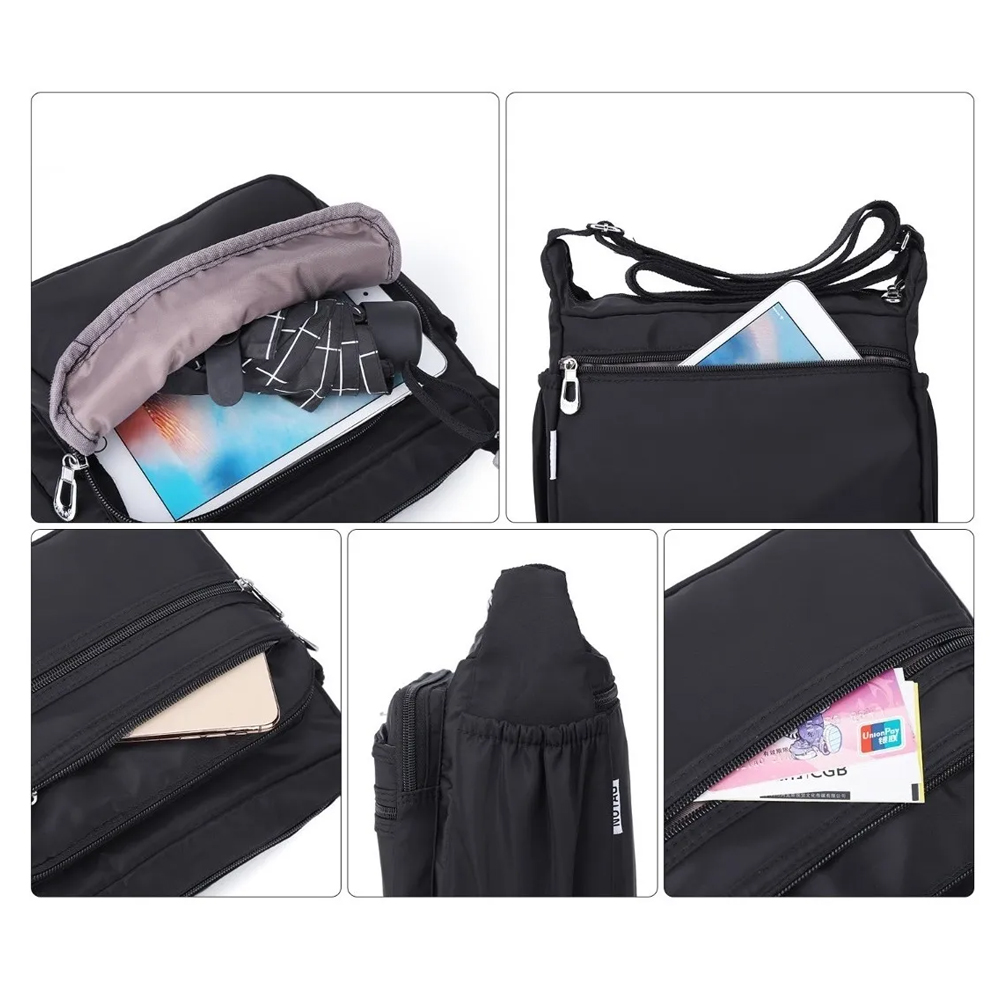 Bolsa De Hombro Impermeable Crossbody Mujer Hombre Negro