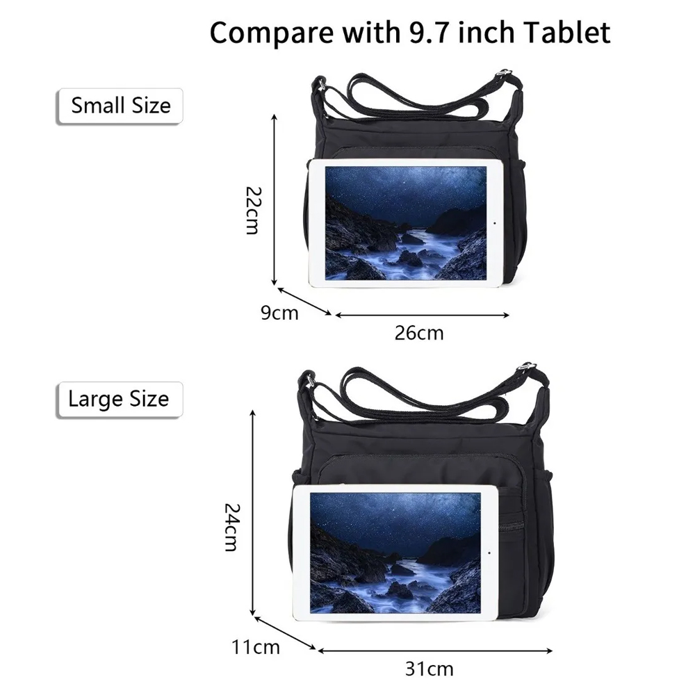 Bolsa De Hombro Impermeable Crossbody Mujer Hombre Negro