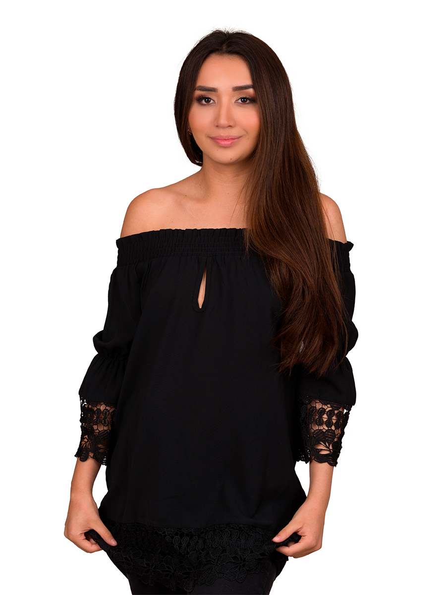 Blusa Tipo Campesina Manga 3/4 Con Encaje Moda Dama Vmz8007