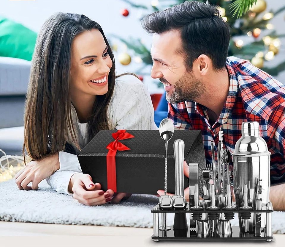 Juego De Coctelera Shaker Bartender Mixologia Kit 24 Piezas Base De Acrílico, Hecho Con Acero Inoxidable A Prueba De Fugas, Ligero y Resistente