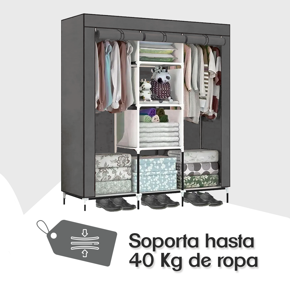 Closet Ropero Armable 1.75mts Gris Hogar Reforzado Gris