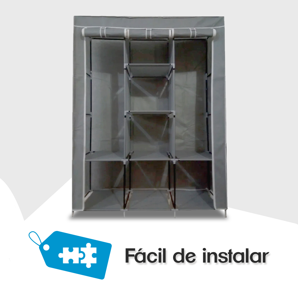 Closet Ropero Armable 1.75mts Gris Hogar Reforzado Gris