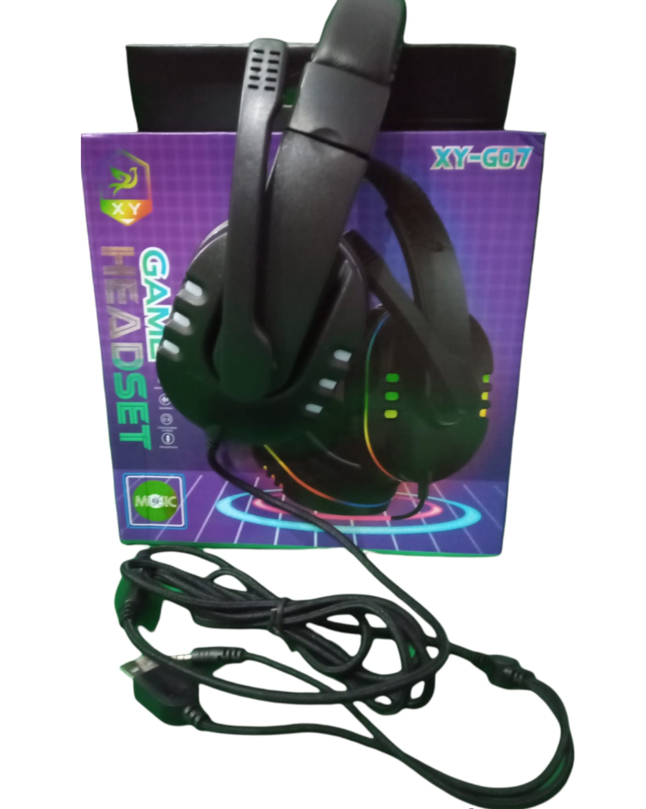 AUDIFONOS DIADEMA PARA GAMER O VIDEOLLAMADA CON LUZ LED DE COLORES