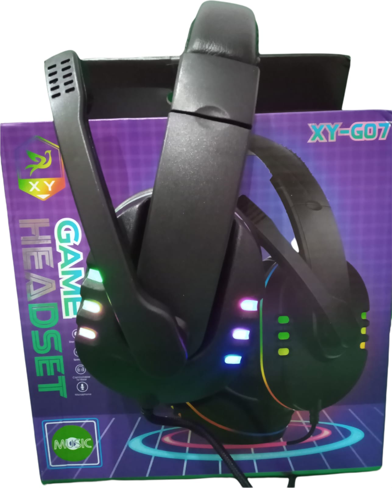 AUDIFONOS DIADEMA PARA GAMER O VIDEOLLAMADA CON LUZ LED DE COLORES