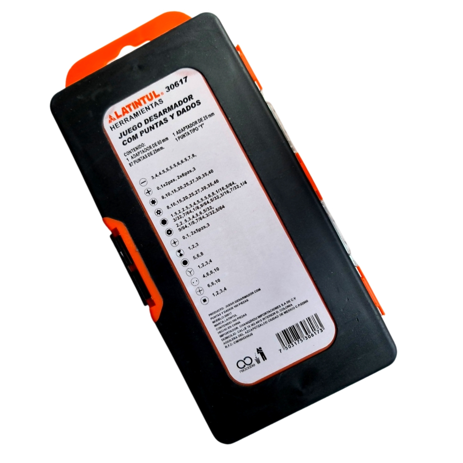 Estuche con Puntas y Dados para Desarmador c/ 100 piezas Marca LATINTUL Herramientas