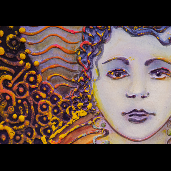 "LOS TRES SANTITOS" Arte Mexicano Neocrotálico por Javier López Pastrana (Giclée) impresión en canvas lienzo de algodón listo para enmarcar 50x60cm