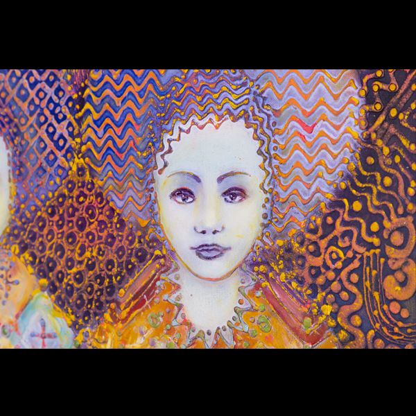 "LOS TRES SANTITOS" Arte Mexicano Neocrotálico por Javier López Pastrana (Giclée) impresión en canvas lienzo de algodón listo para enmarcar 50x60cm