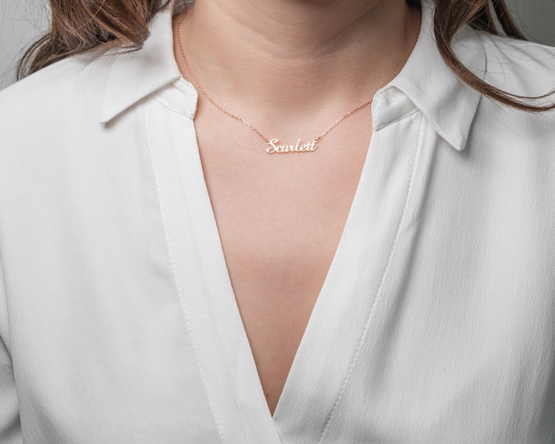 Dije Nombre Personalizado Collar Oro Laminado 18 K