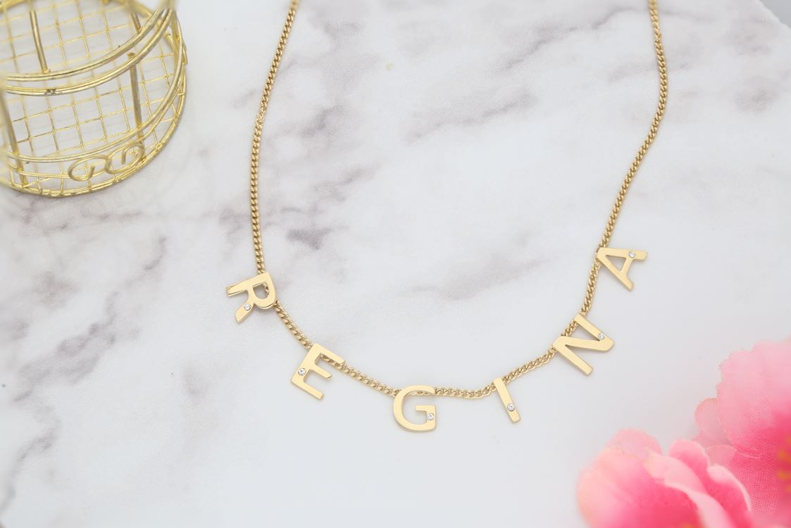 Dije Nombre Personalizado Collar Oro Laminado 18 K