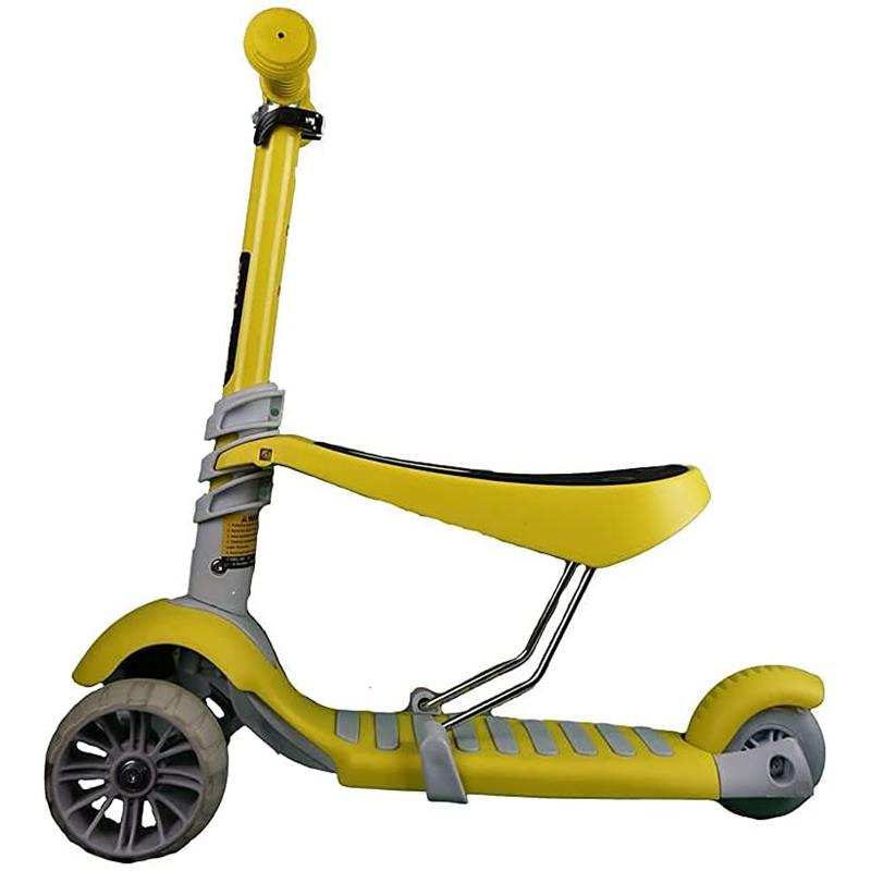 Patín Diablo Scooter Montable Luces Led Asiento Desmontable Amarillo