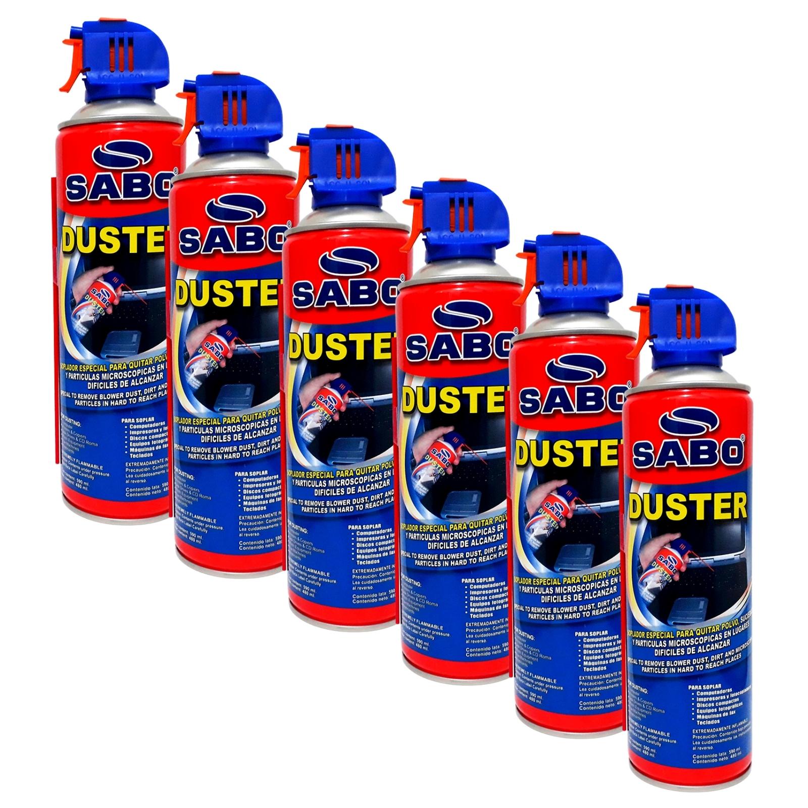 Caja con 6 Latas de Aires Comprimido 590 Ml DUSTER SABO en Lata con Soplador Especial - Ahorro