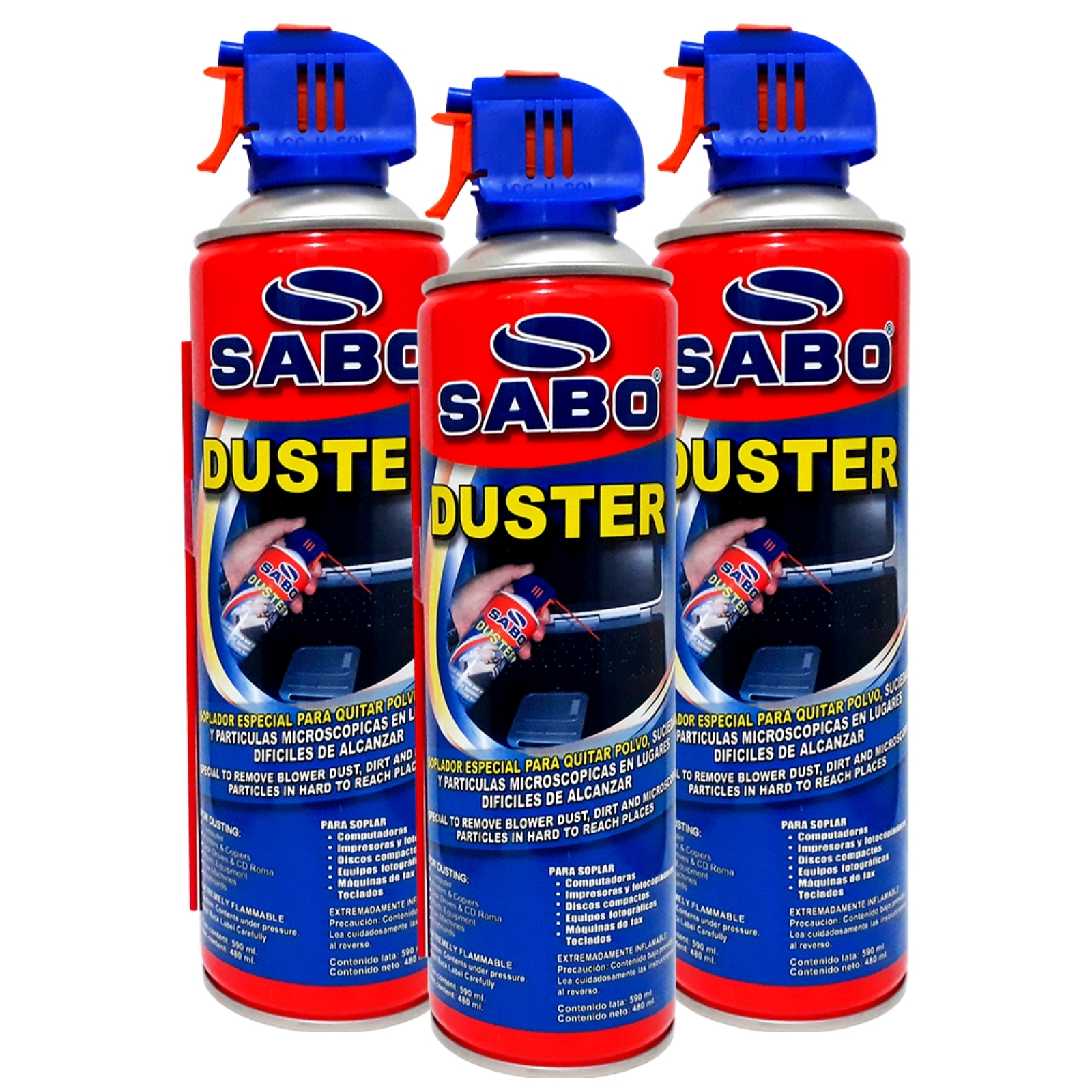 Caja con 6 Latas de Aires Comprimido 590 Ml DUSTER SABO en Lata con Soplador Especial - Ahorro
