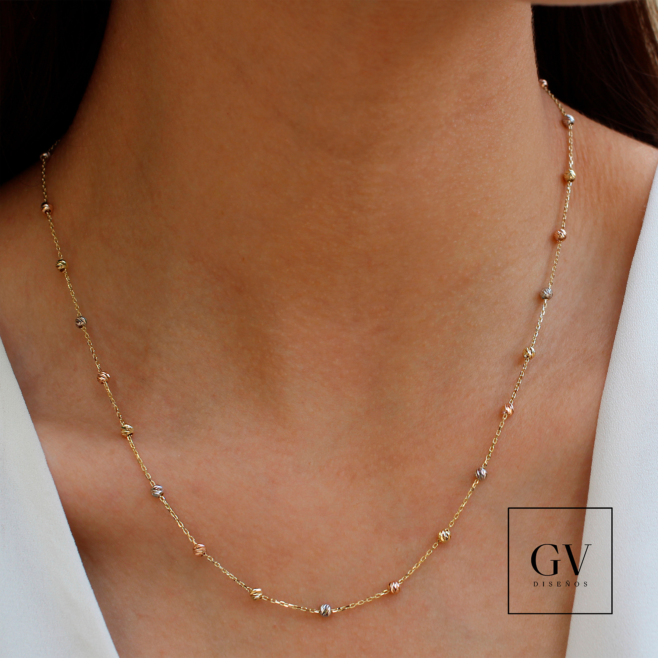 Collar Satélites Oro Florentino de 14 Kilates