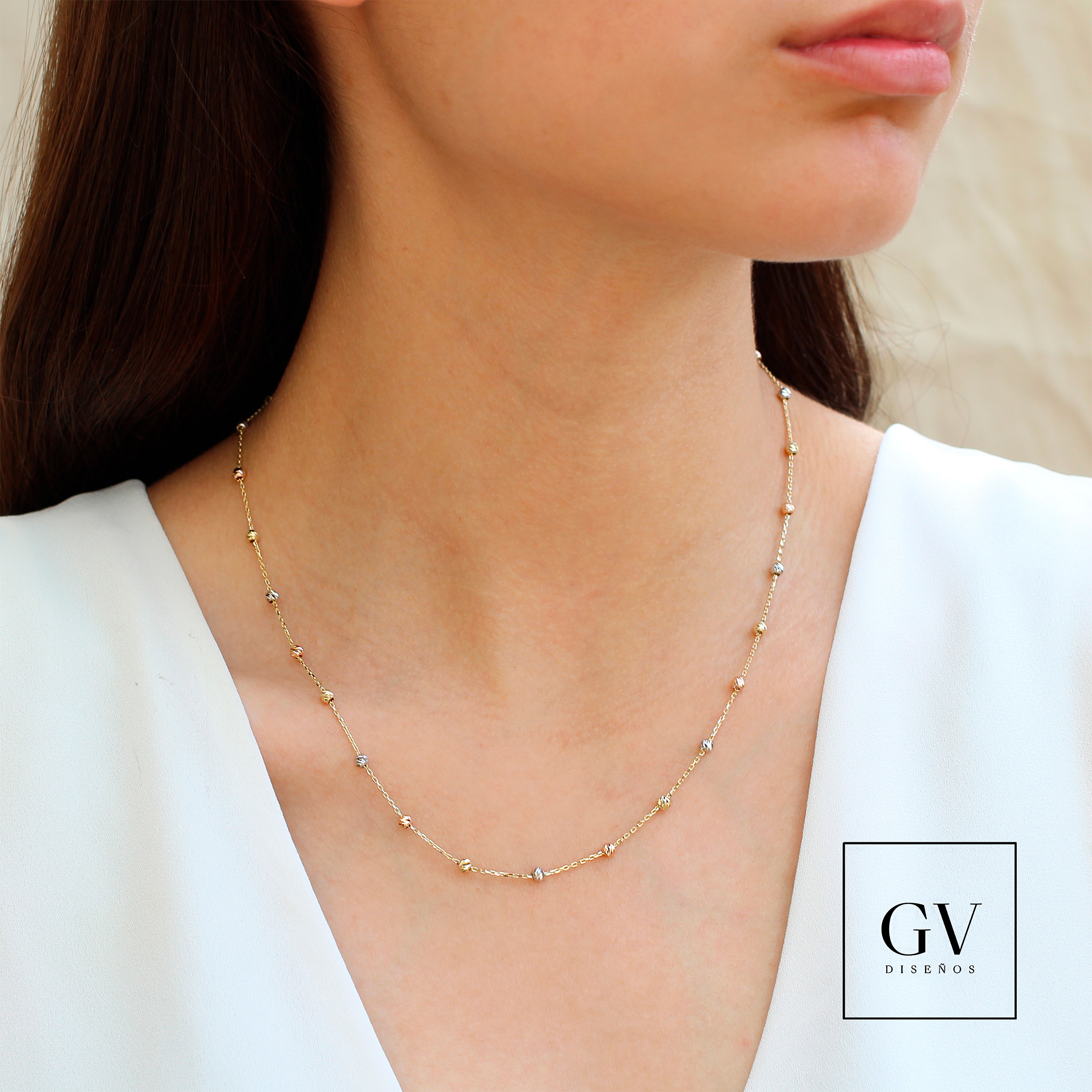 Collar Satélites Oro Florentino de 14 Kilates
