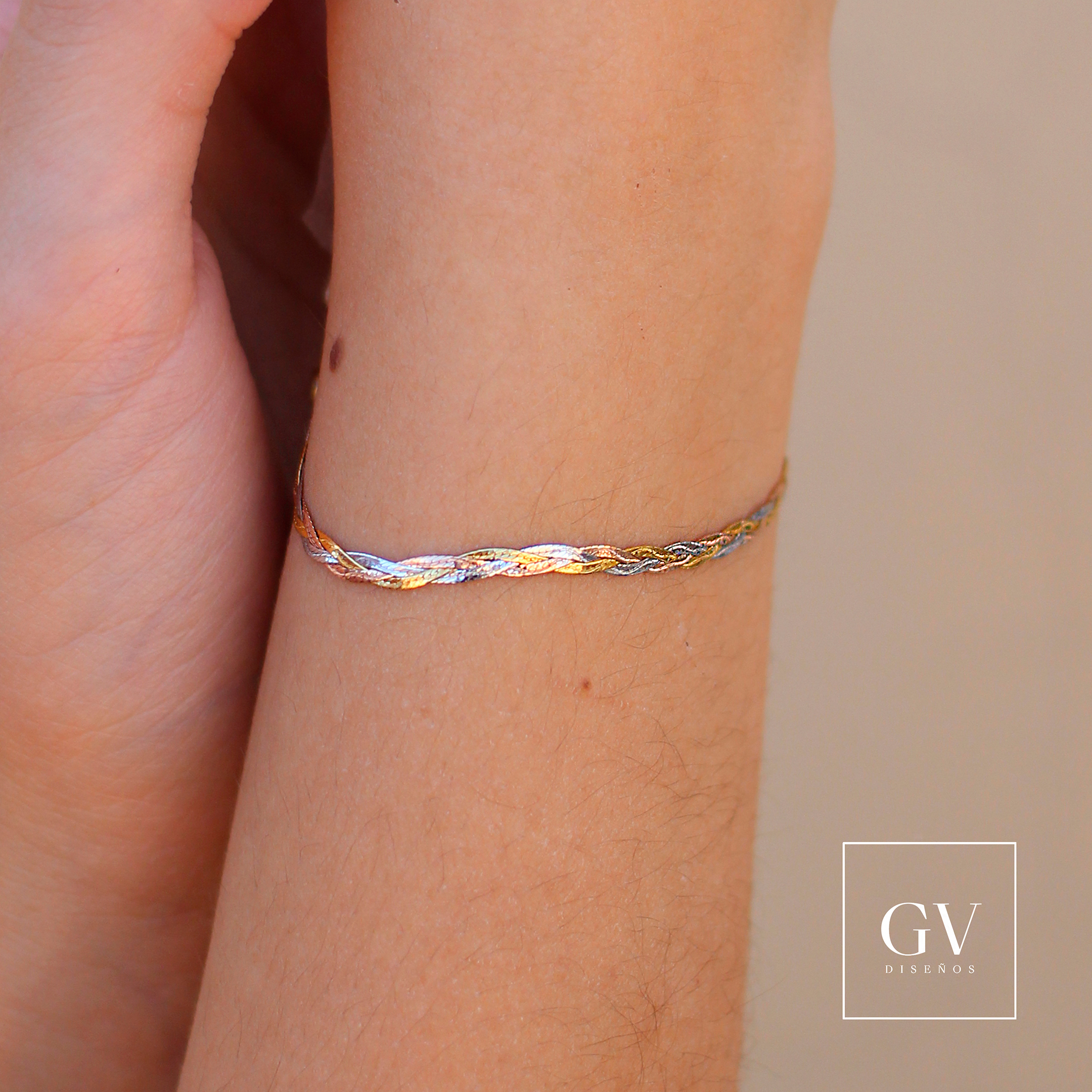 Pulso Trenzado Oro Florentino Italiano de 14 Kilates