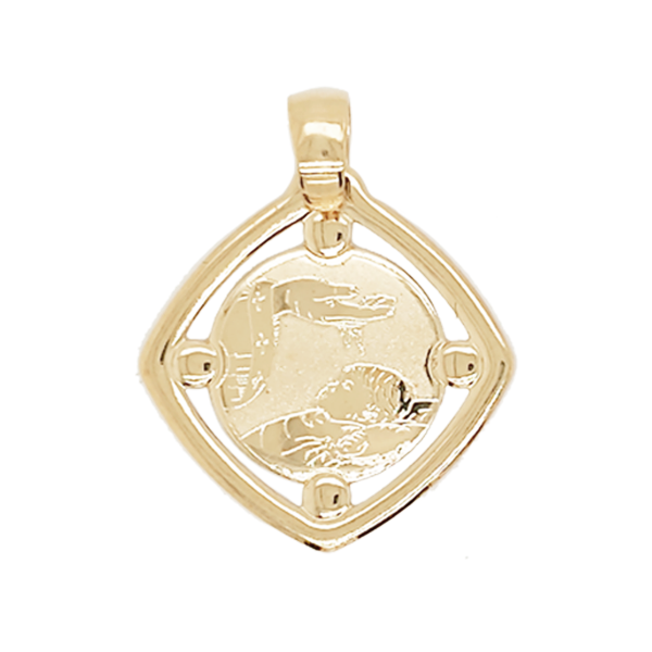 Medalla de Bautizo Grabado con Láser en Oro Amarillo de 14 K + Obsequio