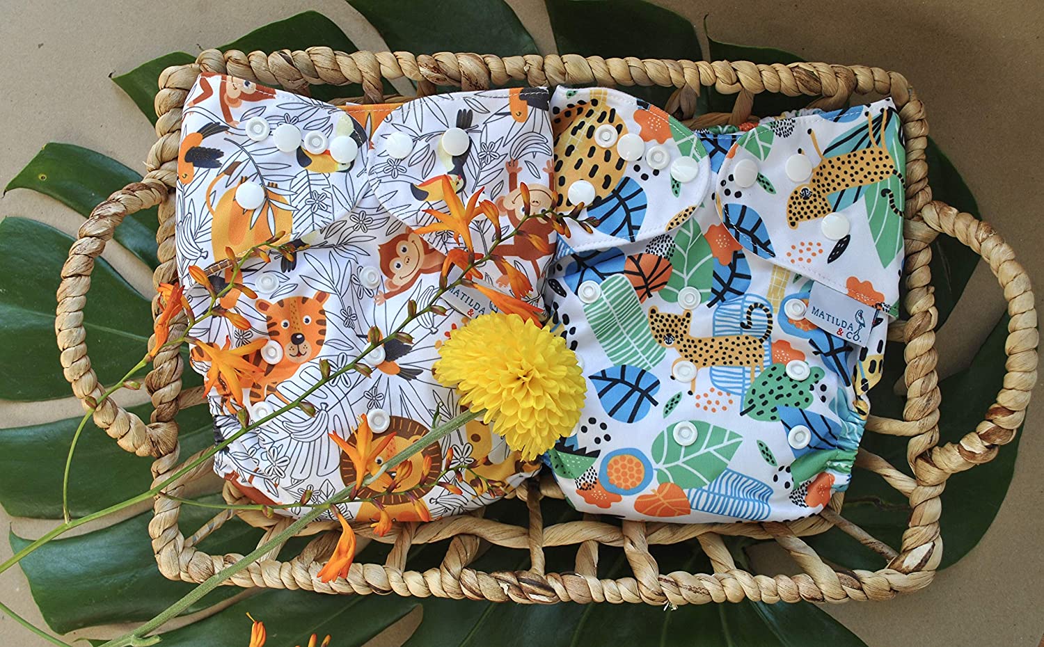 Pañales Ecológicos De Tela Matilda & Co. 7 Pañales, 7 Insertos y 1 bolsa, Niño 