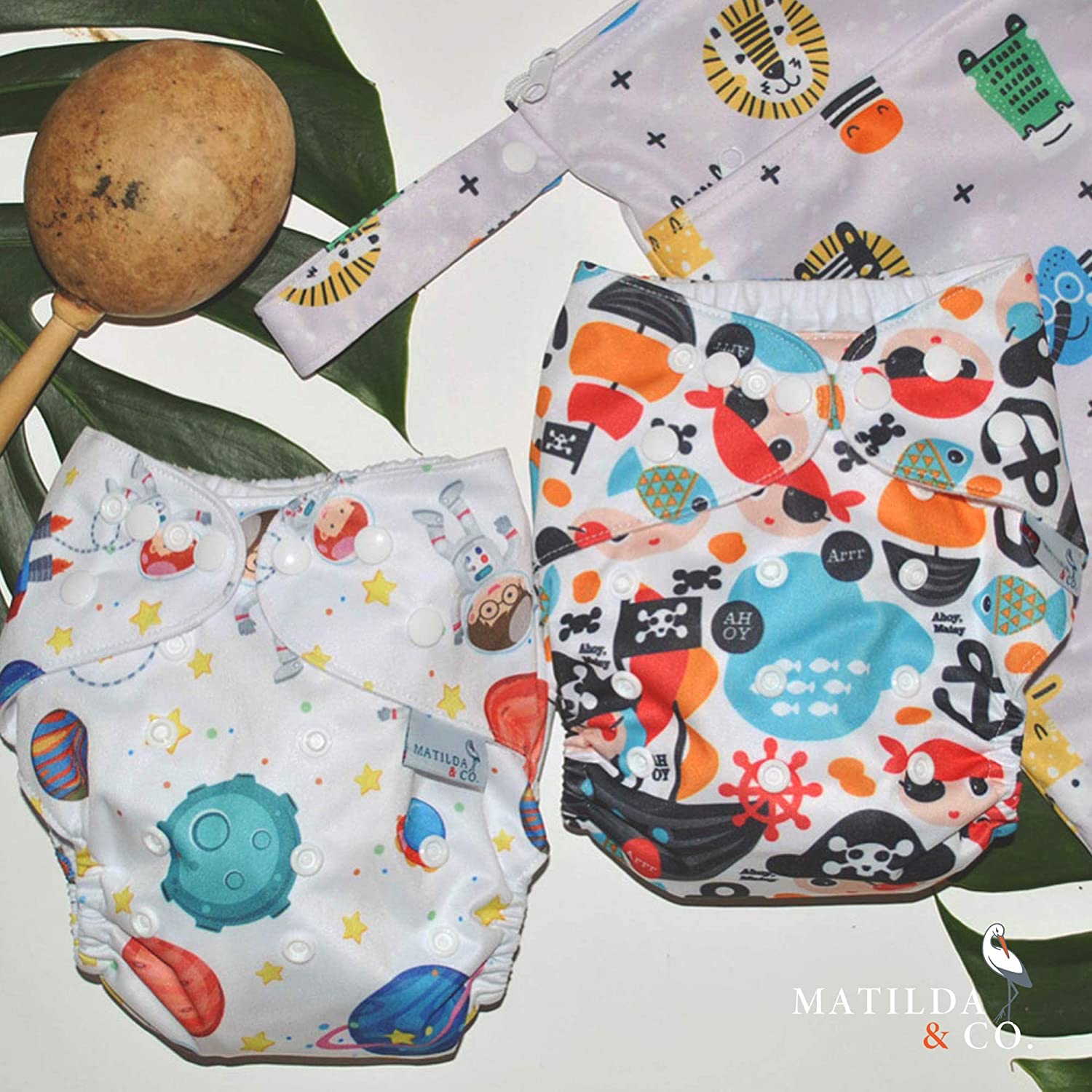 Pañales Ecológicos De Tela Matilda & Co. 7 Pañales, 7 Insertos y 1 bolsa, Niño 
