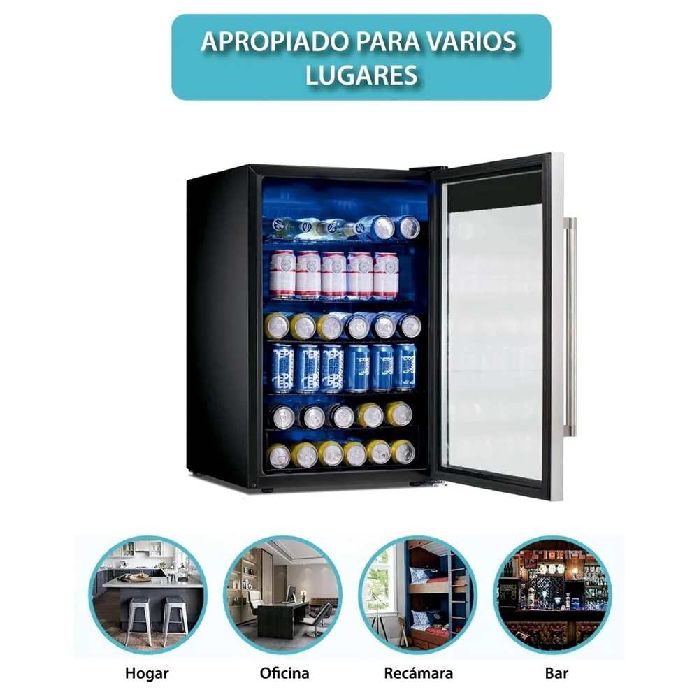 Frigobar Refrigerador Acero Inoxidable 85 Latas 2.4pies 70l Bar