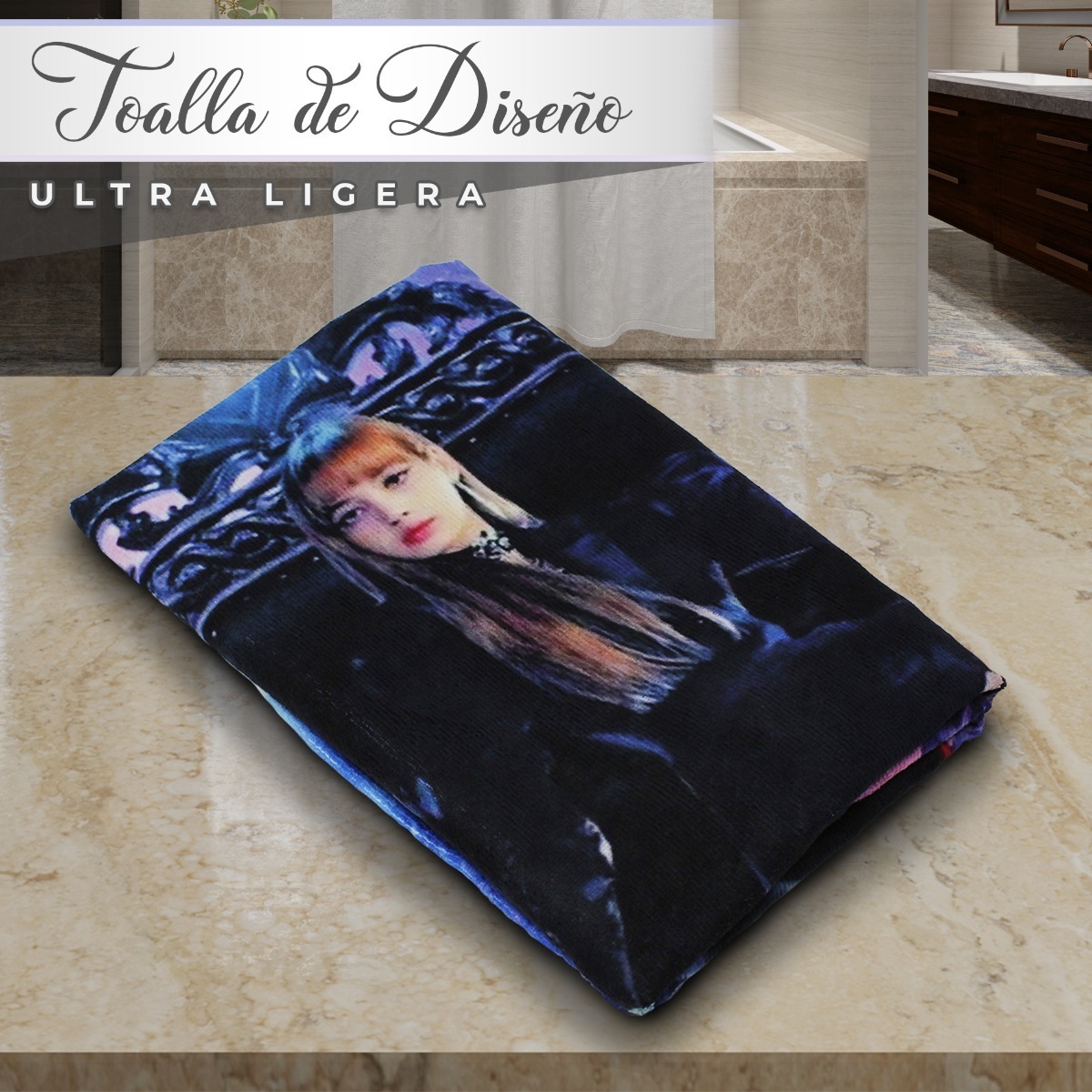 Toalla De Baño Diseño Black Pink Kpop Microfibra Poliester 