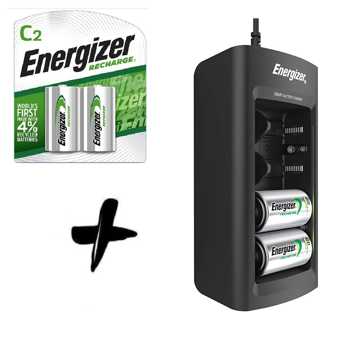 Cargador Universal Pilas Energizer + 2 Pilas Recargables C 