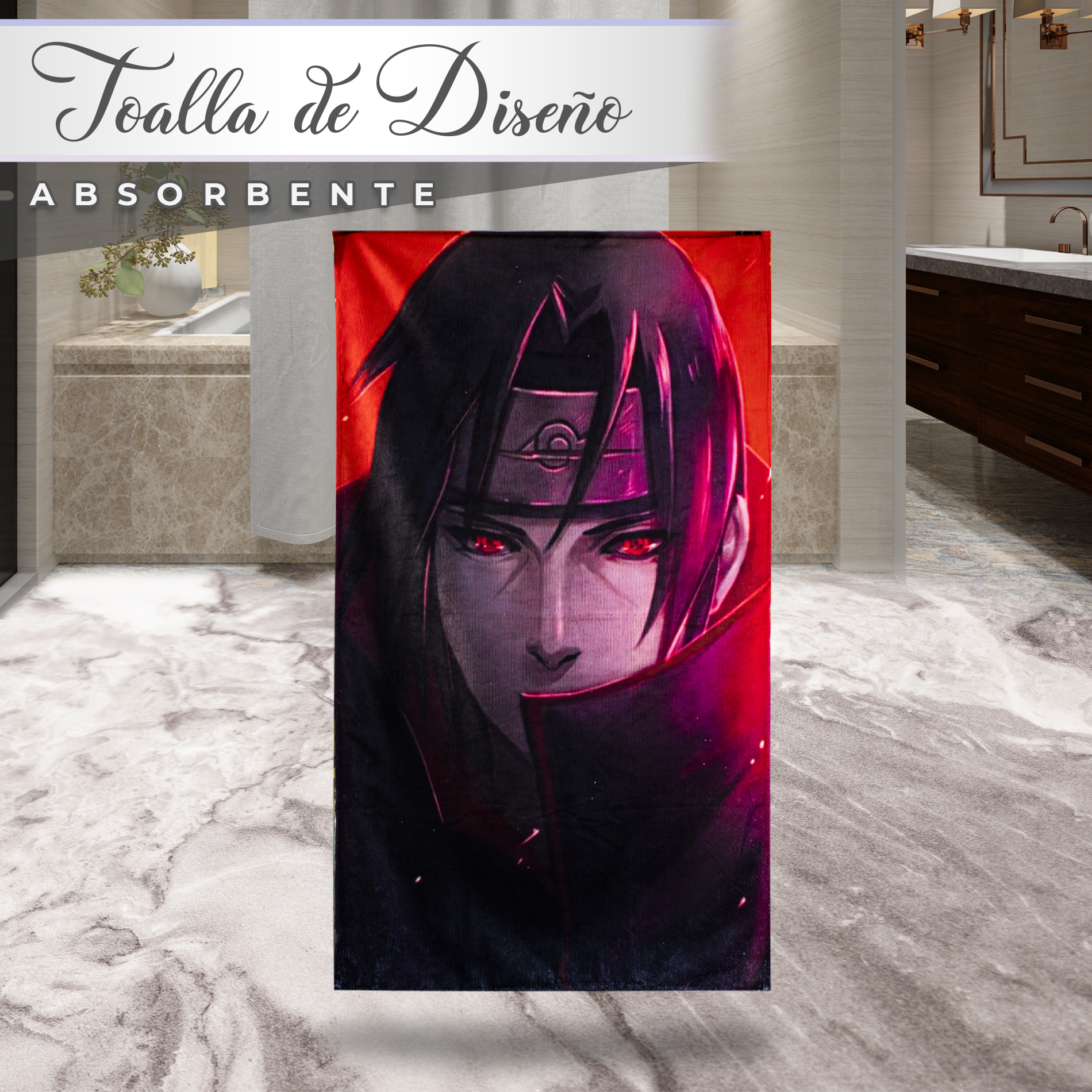Toalla De Baño Microfibra Poliester Diseño Naruto Anime