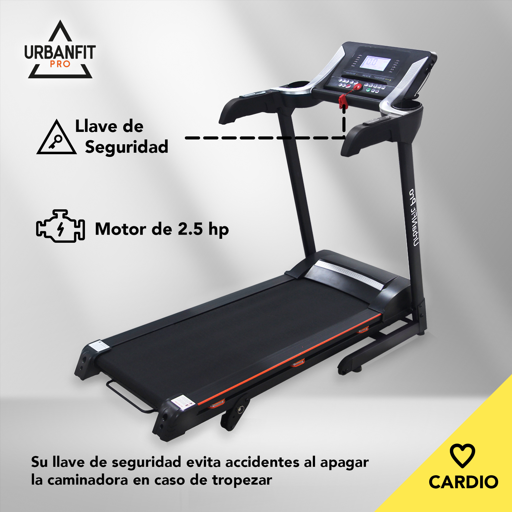 Caminadora Electrica Profesional 2.5hp plegable bluetooth inclinacion Monitor 5" 12 Program 