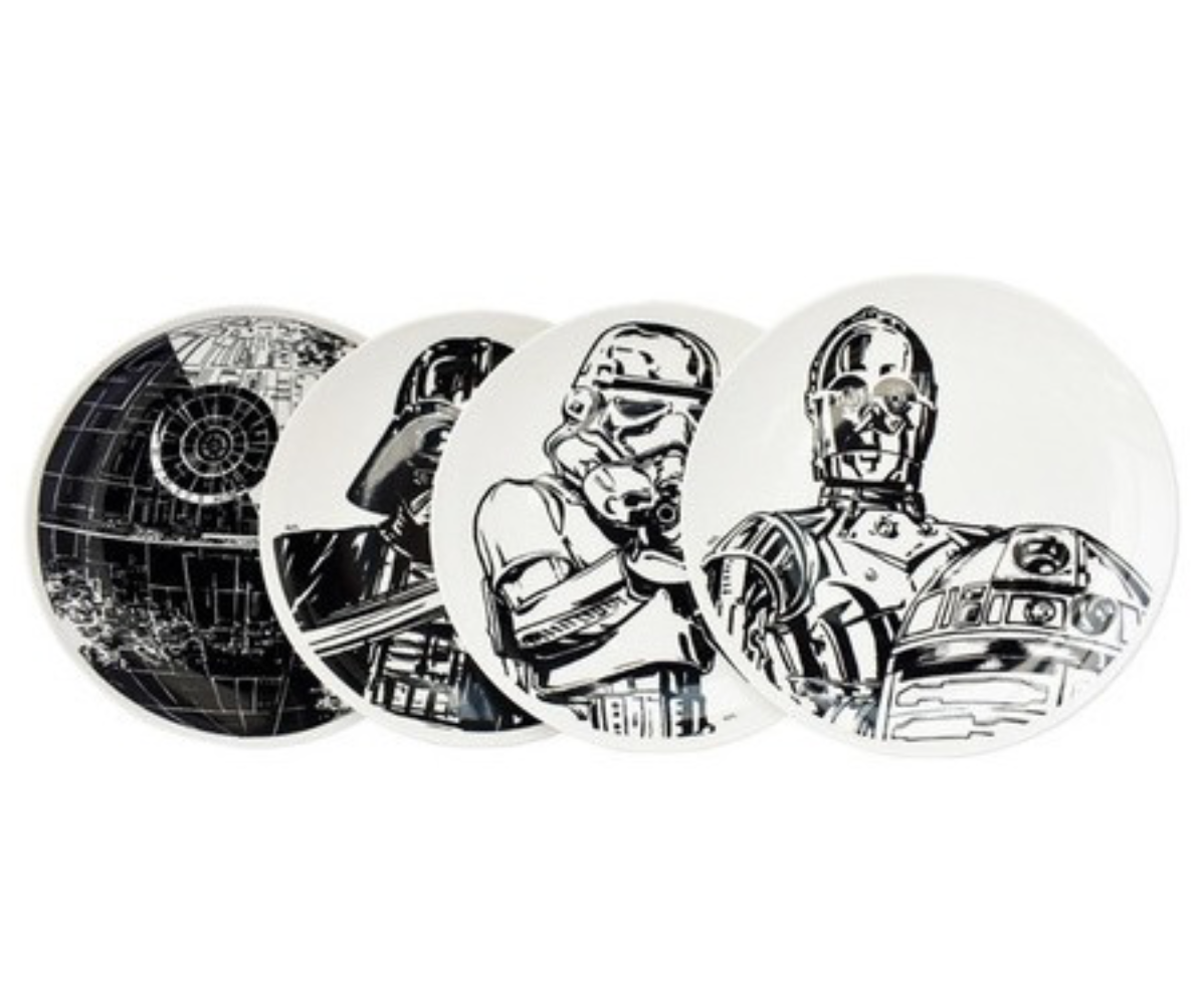 Vajilla Porcelana 12 Pzas Star Wars Disney Darth Vader Colección R2D2 Lucasfilm