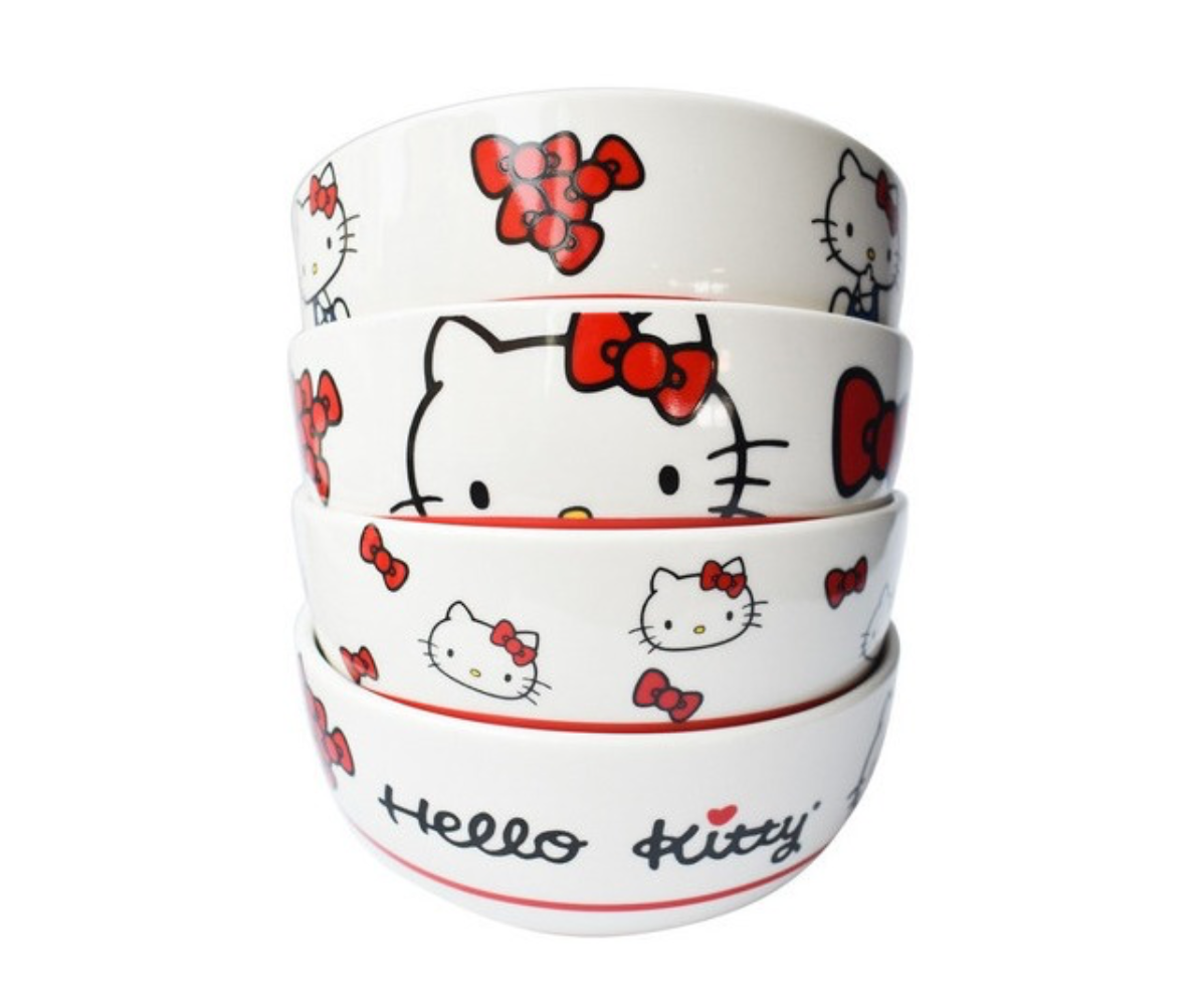 Vajilla Porcelana Hello Kitty 12 Pzas Sanrio Colección 