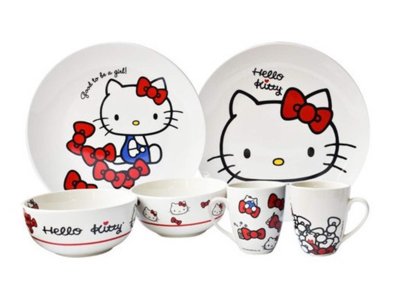 Vajilla Porcelana Hello Kitty 12 Pzas Sanrio Colección 