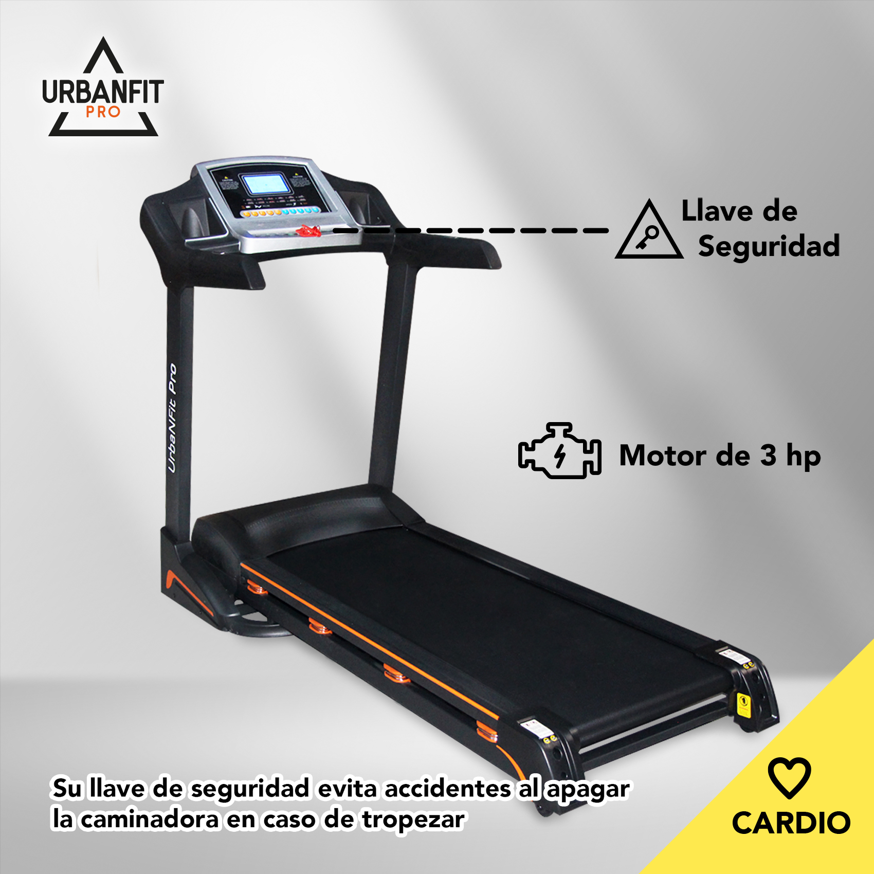 Caminadora Eléctrica UrbanFit Pro 3.5 HP Shock Absorption 