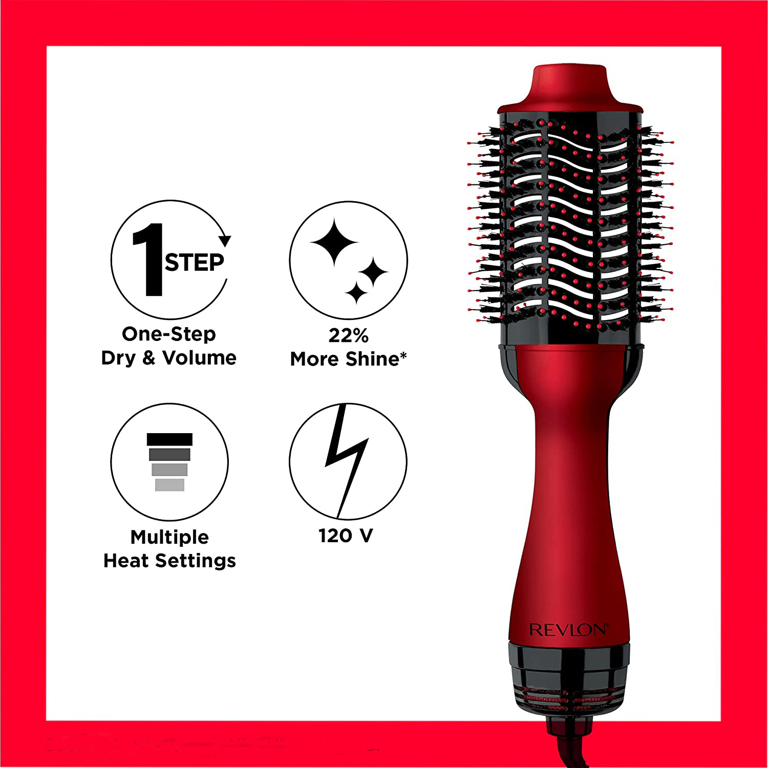Cepillo Rojo One Step Secador De Cabello Voluminizador Anti-Frizz Original Cepillo Rojo Revlon Original Oferta Navidad