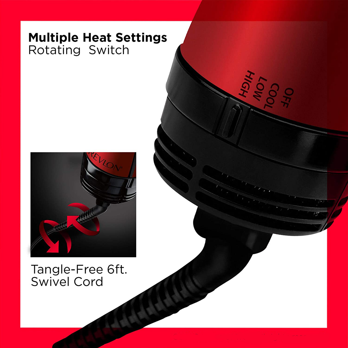 Cepillo Rojo One Step Secador De Cabello Voluminizador Anti-Frizz Original Cepillo Rojo Revlon Original Oferta Navidad