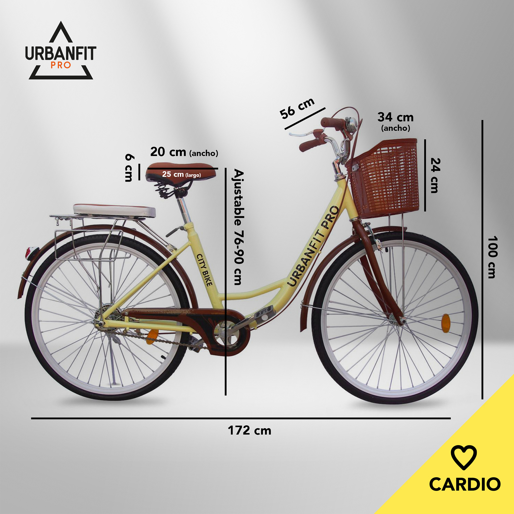 Bicicleta Urbana Vintage Retro 26R Canastilla Beige