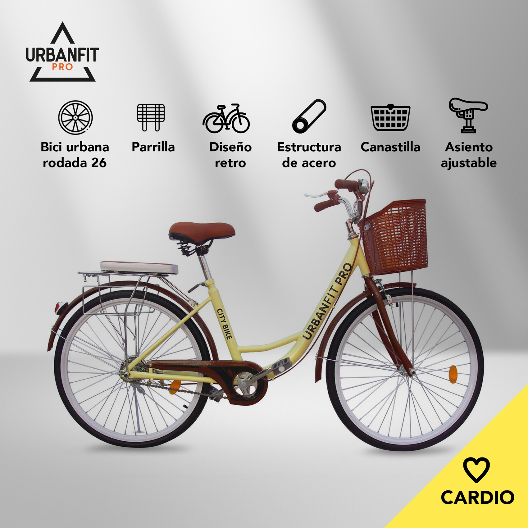 Bicicleta Urbana Vintage Retro 26R Canastilla Beige