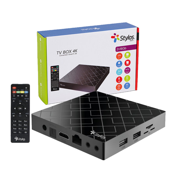 Streaming Box Stylos Hdmi Android 9.0 Smart 4k Netflix Apps