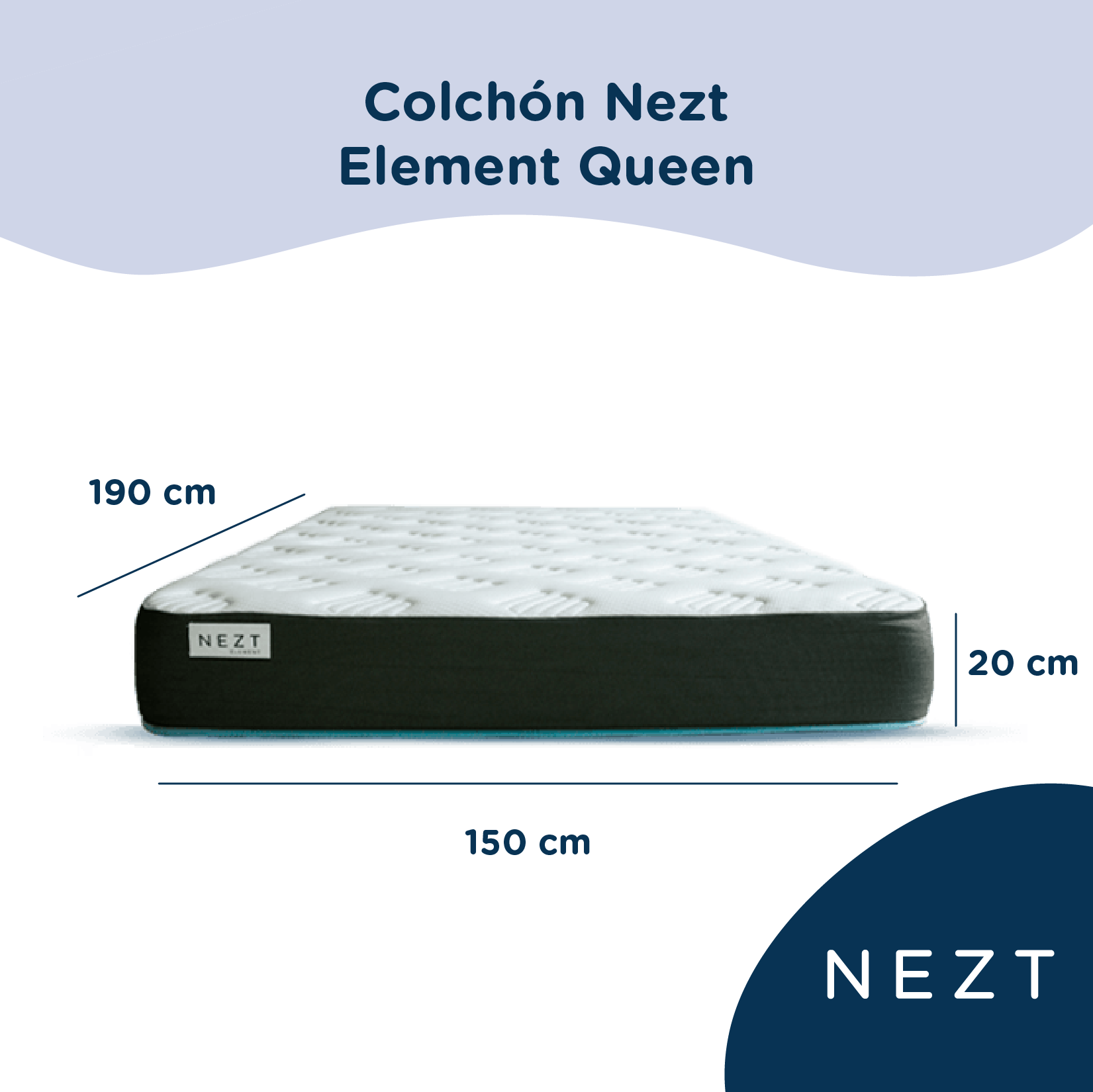 Colchón Nezt Element Queen Size, Semi Firme Hipoalergénico 