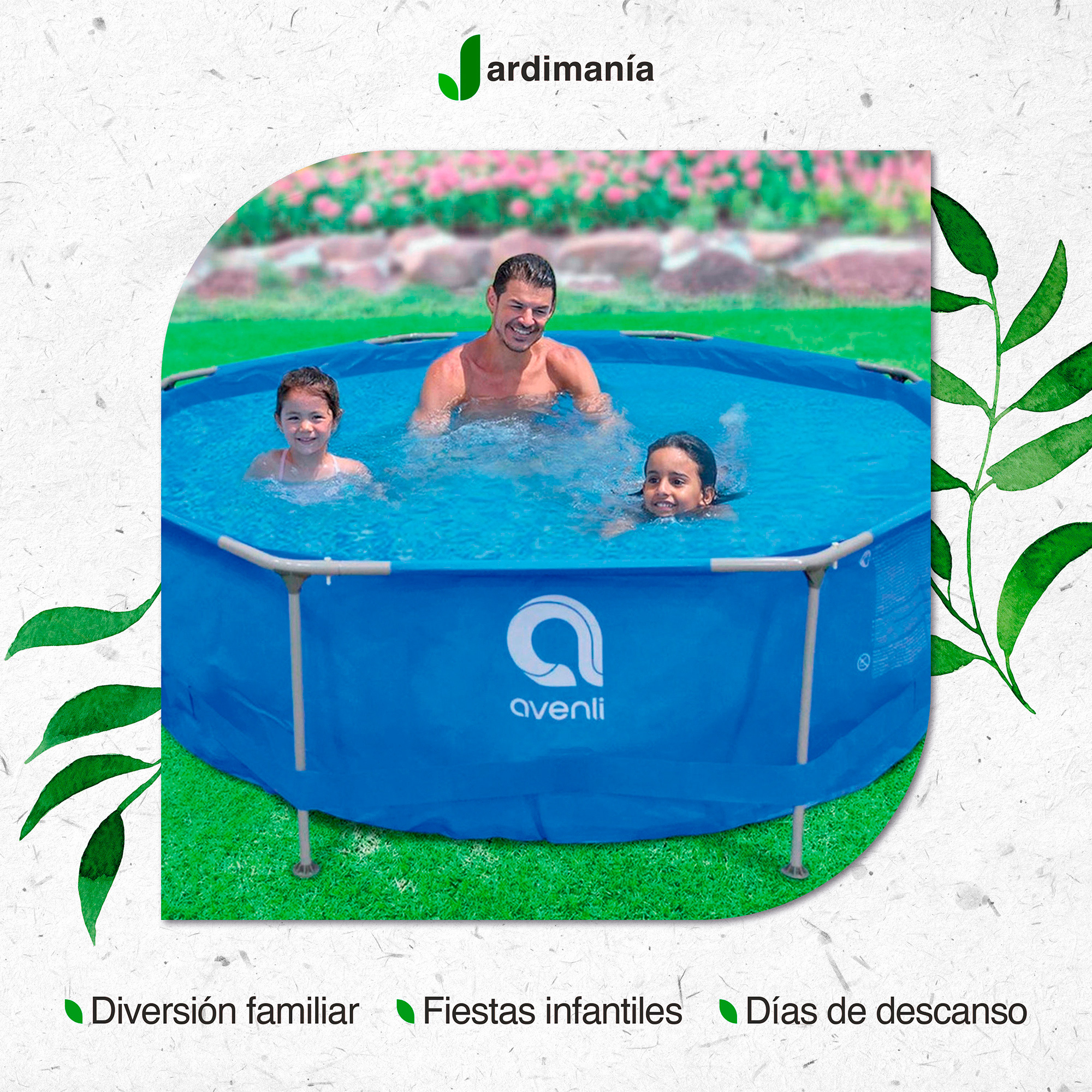Alberca Piscina Armable Redonda Acero 306x76cm Familiar Azul