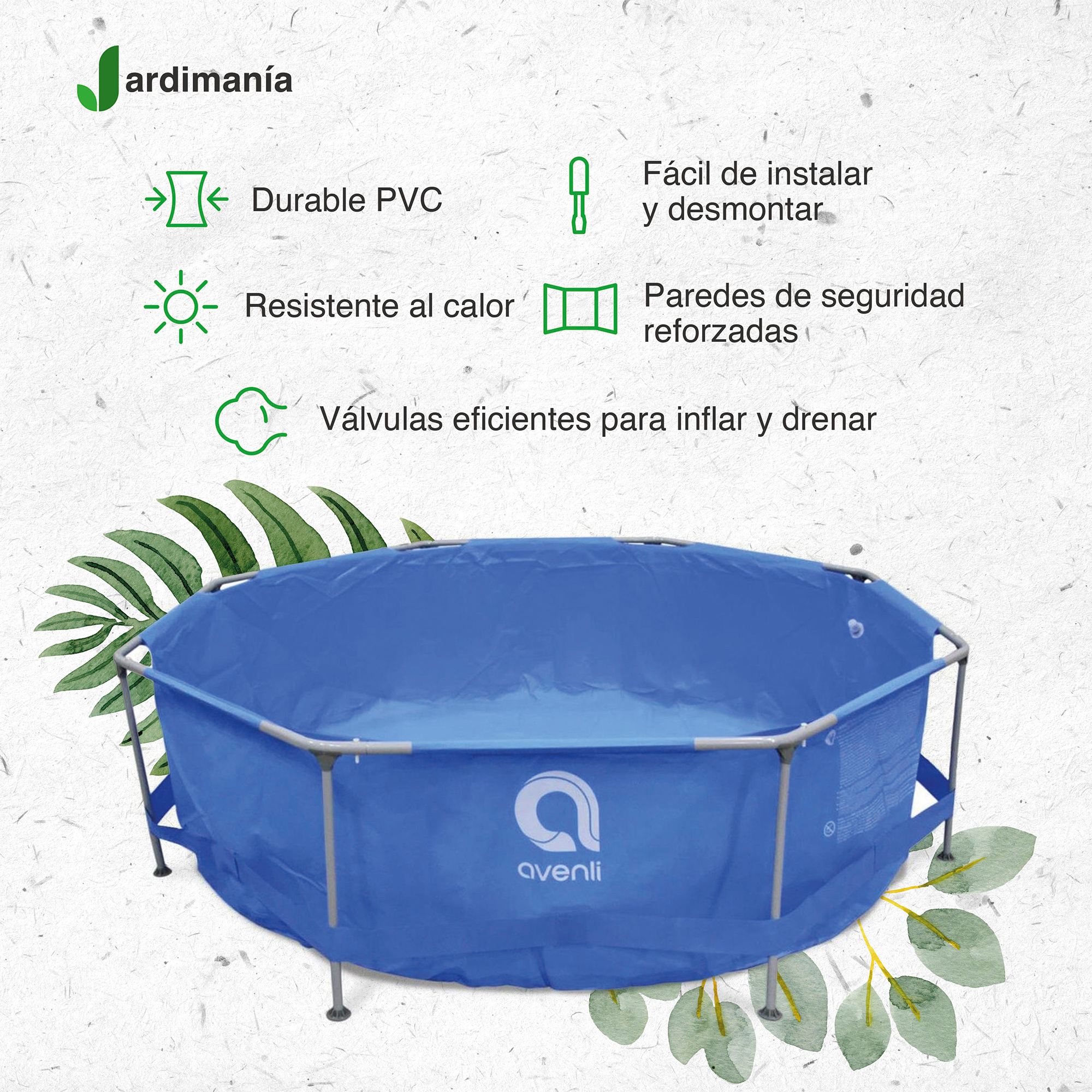 Alberca Piscina Armable Redonda Acero 306x76cm Familiar Azul