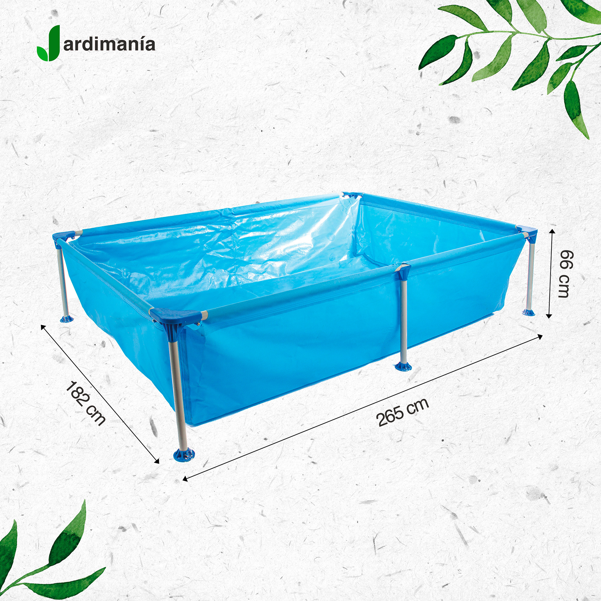 Alberca Piscina Armable Acero Rectangular 265x182x66cm Azul