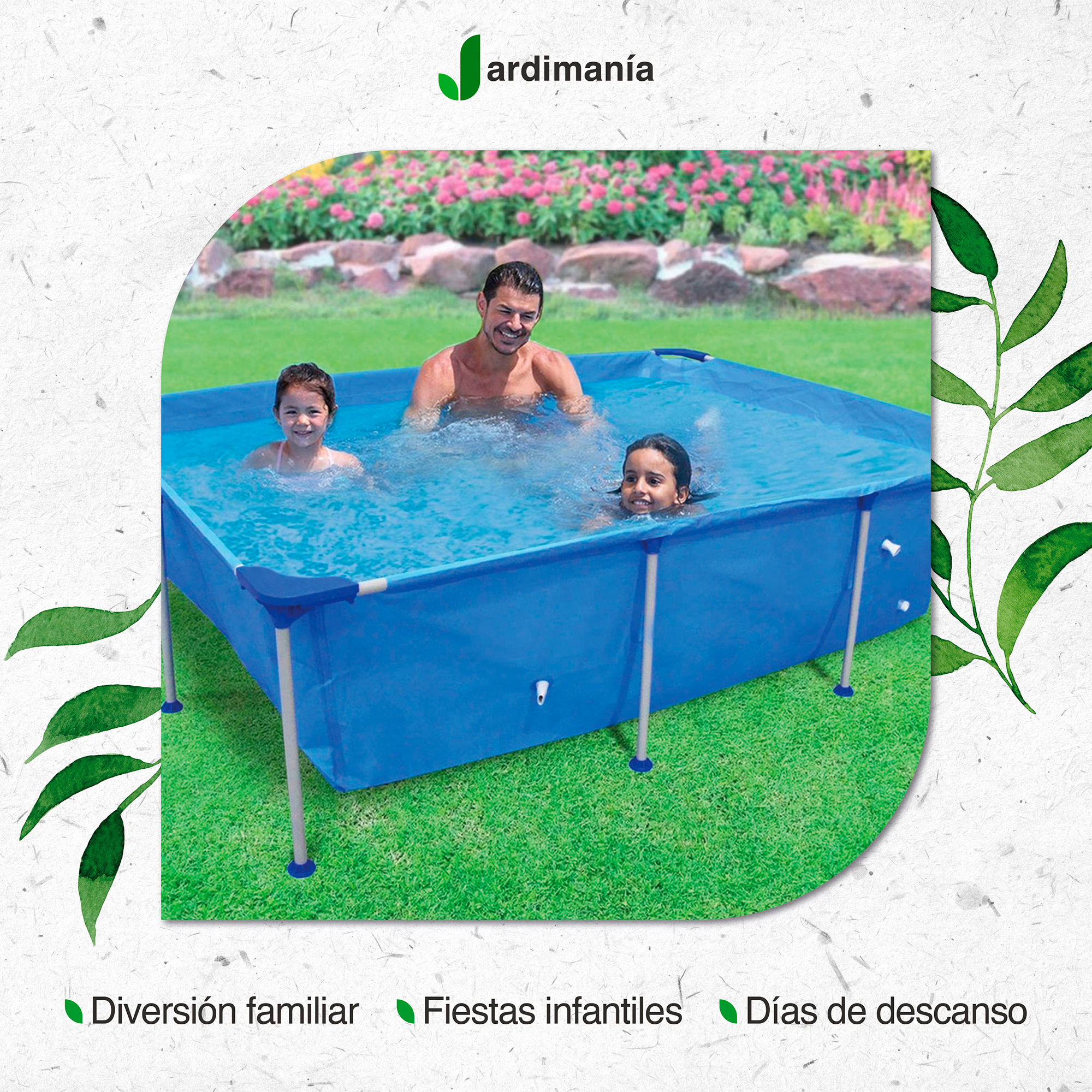 Alberca Piscina Armable Acero Rectangular 265x182x66cm Azul
