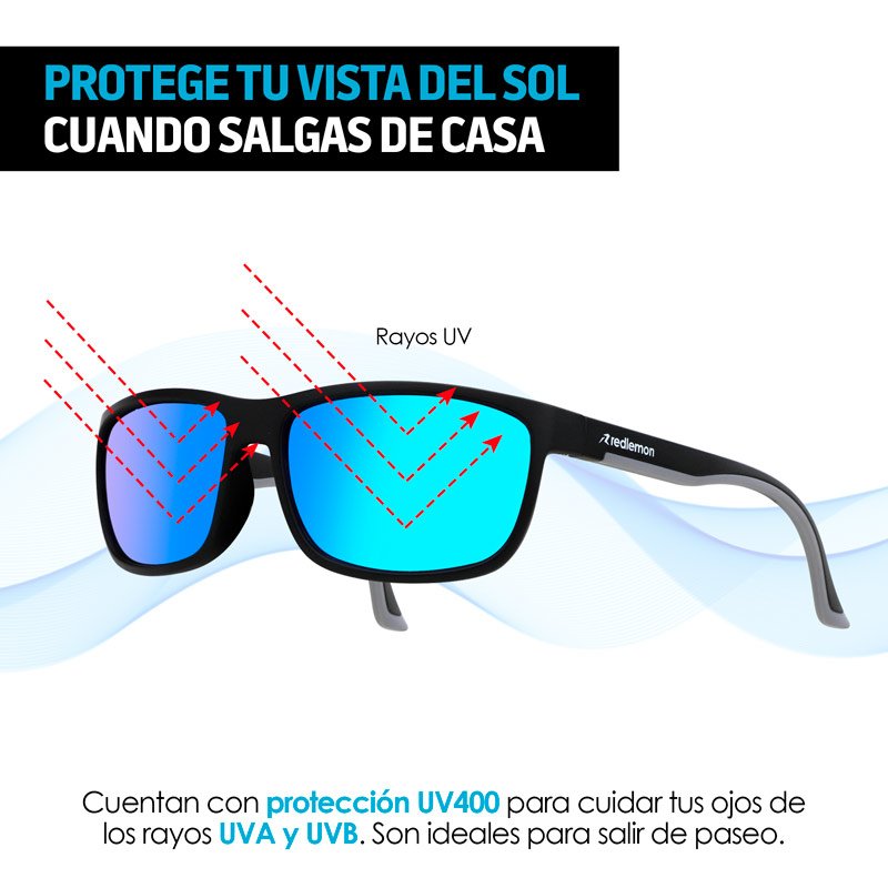 Lentes de Sol para Hombre y Mujer Protección UV400 Luz Azul Redlemon